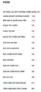 menu tham khảo canalis club